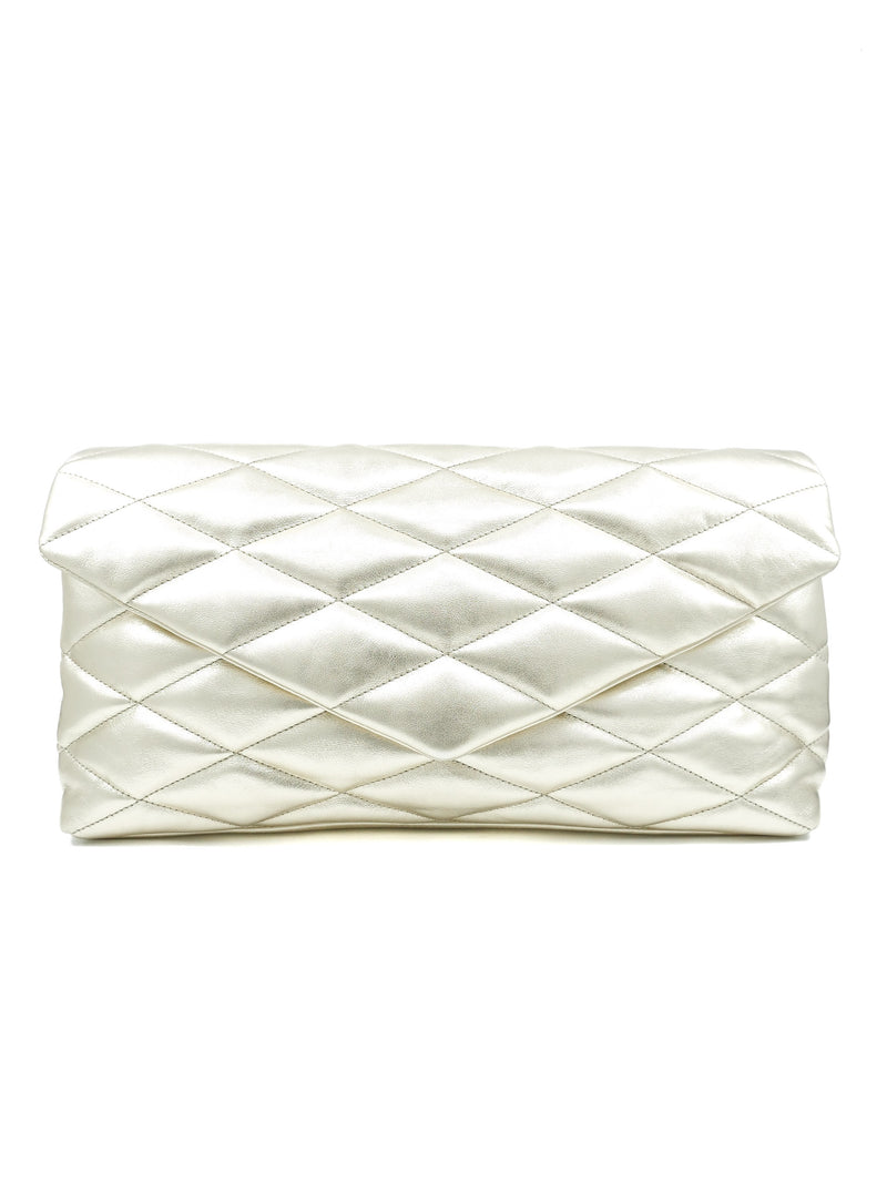 2021 Saint Laurent Sade Metallic Quilted Clutch Accessory arcadeshops.com