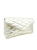 2021 Saint Laurent Sade Metallic Quilted Clutch Accessory arcadeshops.com