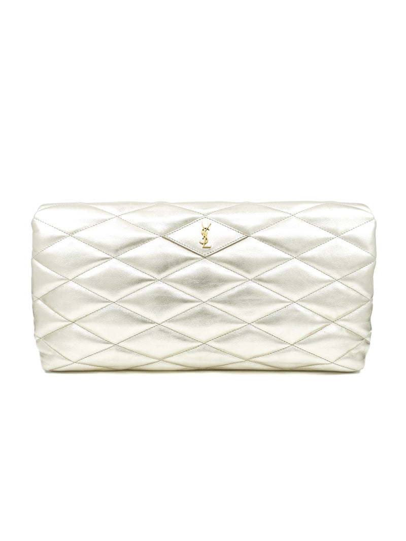 2021 Saint Laurent Sade Metallic Quilted Clutch Accessory arcadeshops.com