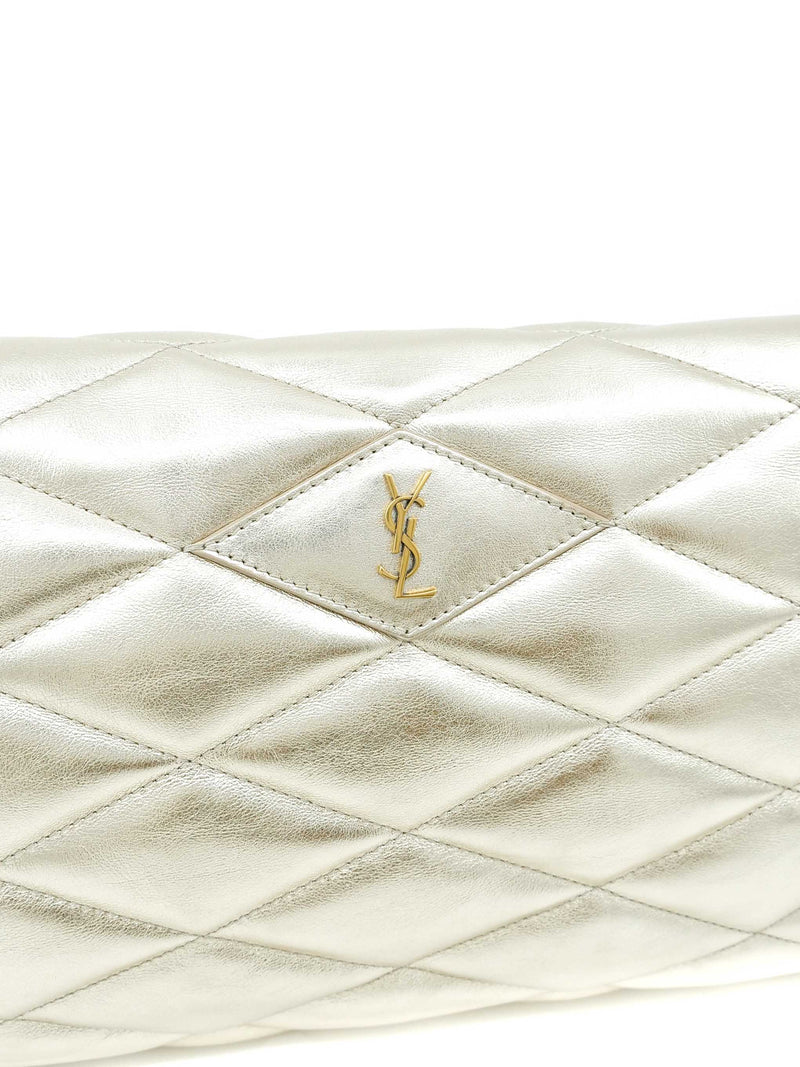 2021 Saint Laurent Sade Metallic Quilted Clutch Accessory arcadeshops.com