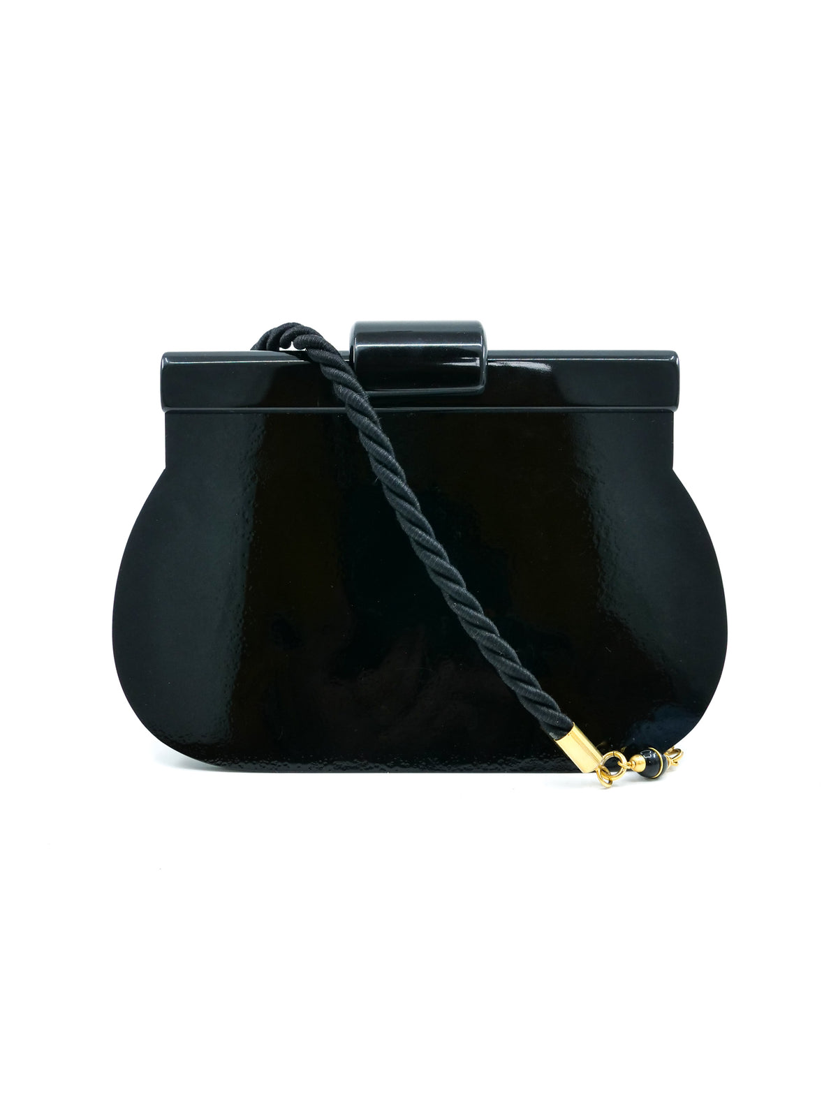 Charles Jourdan Black Enameled Wooden Bag