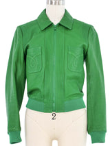 2014 Saint Laurent Kelly Green Leather Bomber Jacket arcadeshops.com