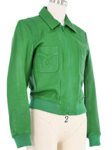 2014 Saint Laurent Kelly Green Leather Bomber Jacket arcadeshops.com