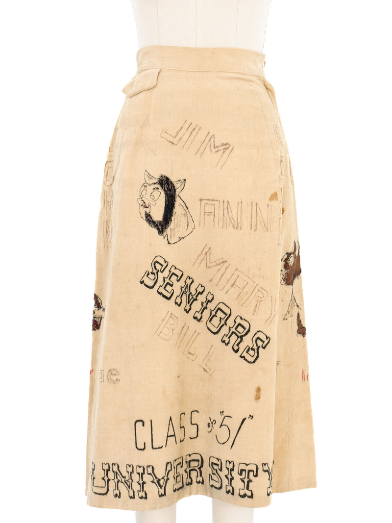 1951 Hand Painted Senior Cord Skirt Bottom arcadeshops.com