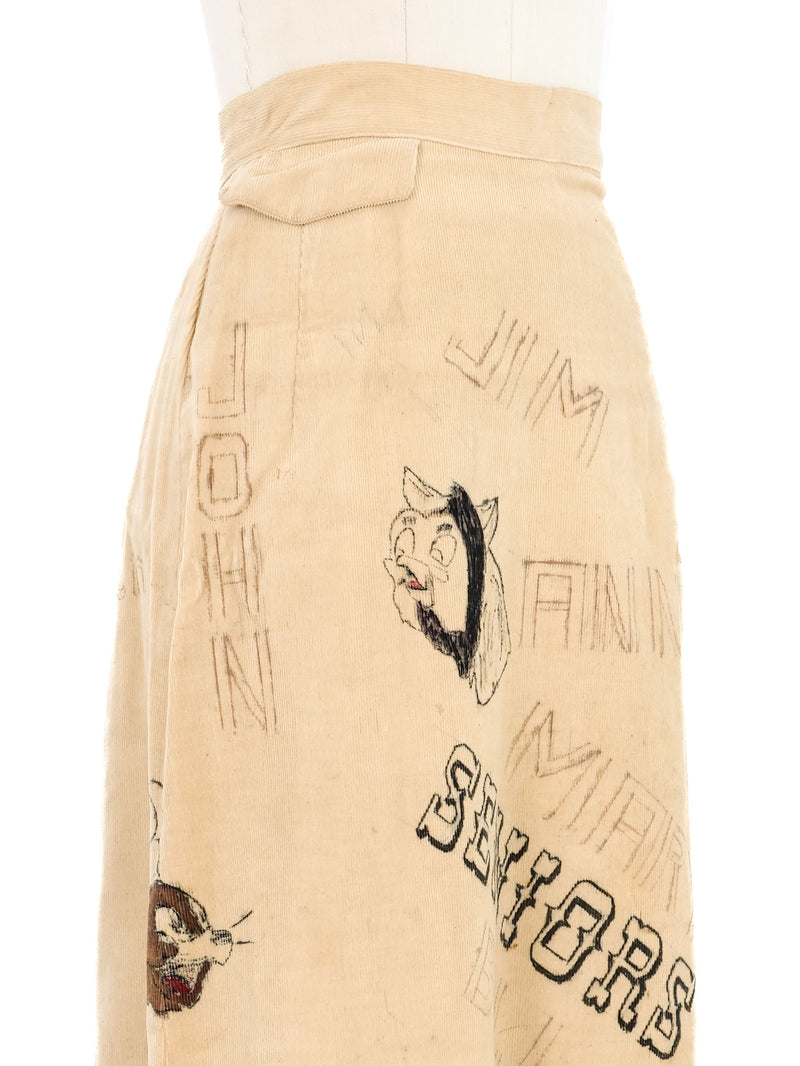 1951 Hand Painted Senior Cord Skirt Bottom arcadeshops.com