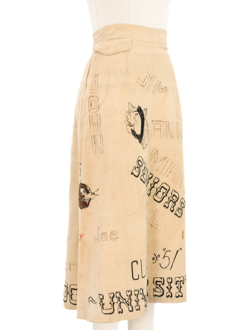 1951 Hand Painted Senior Cord Skirt Bottom arcadeshops.com