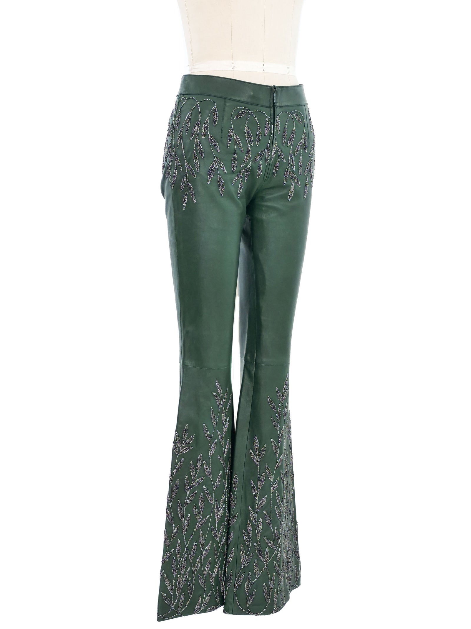 1999 Gucci Embroidered Leather Trousers