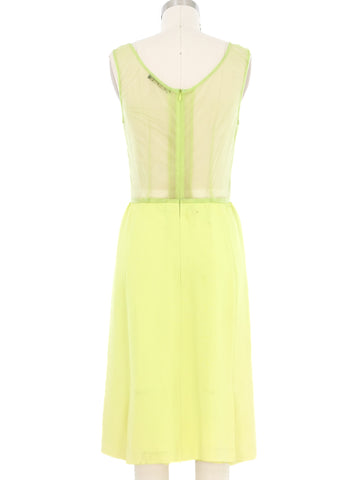Plein Sud Chartreuse Chiffon Panel Dress