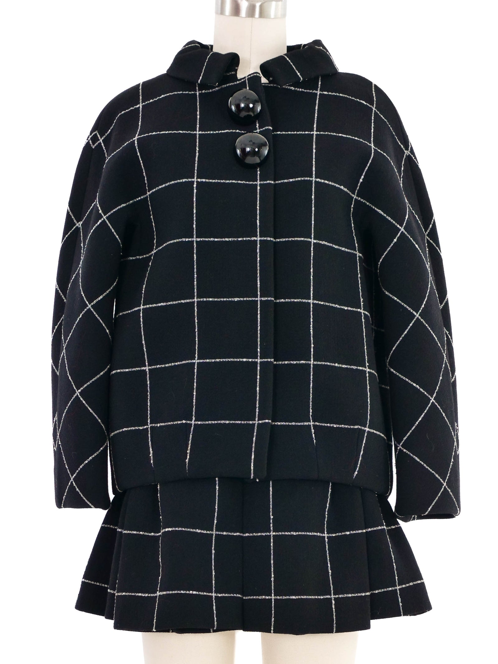 2006 Balenciaga Black Check Skirt Ensemble