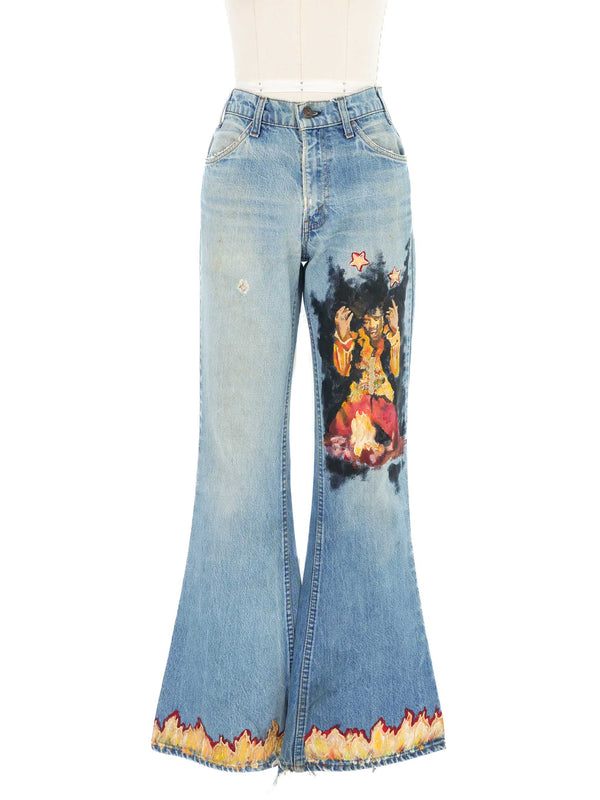 Jimi Hendrix Hand Painted Levis Bottom arcadeshops.com