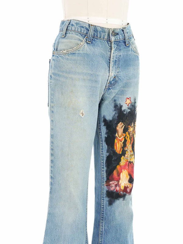 Jimi Hendrix Hand Painted Levis Bottom arcadeshops.com