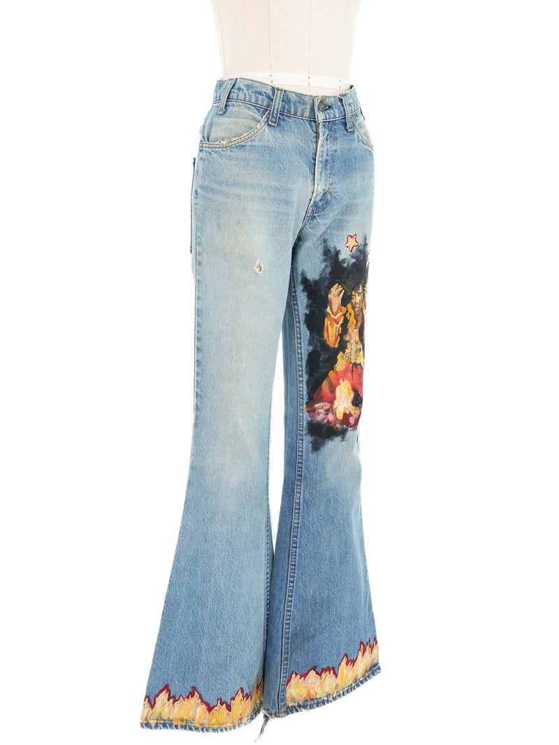 Jimi Hendrix Hand Painted Levis Bottom arcadeshops.com