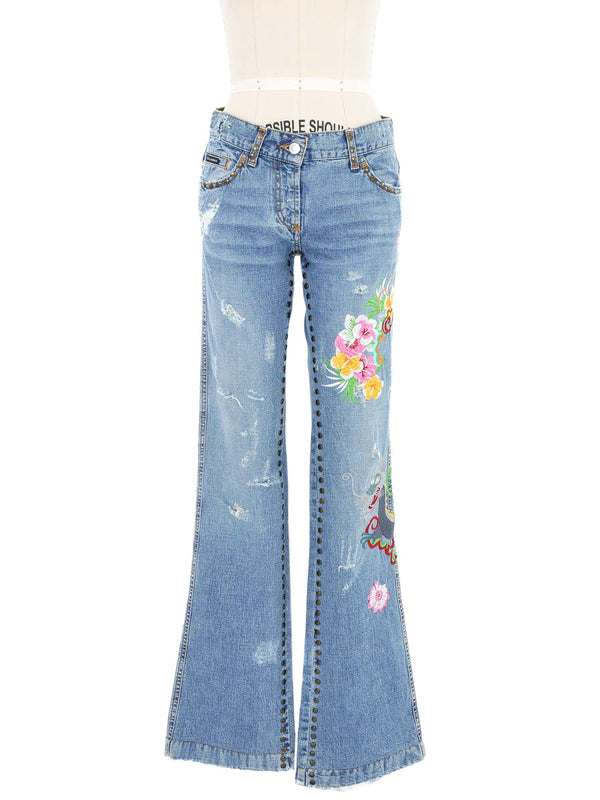 2006 Dolce & Gabbana Dragon Embroidered Jeans Bottom arcadeshops.com