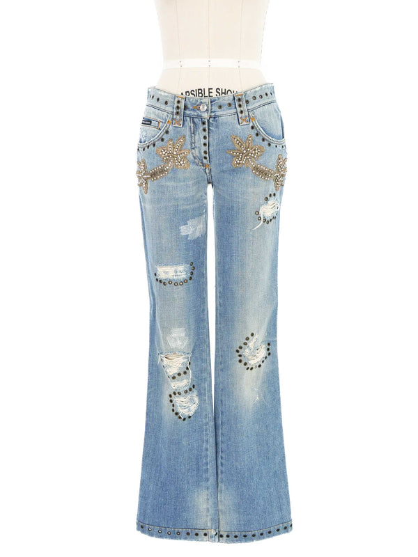 Dolce & Gabbana Grommet Embellished Jeans Bottom arcadeshops.com