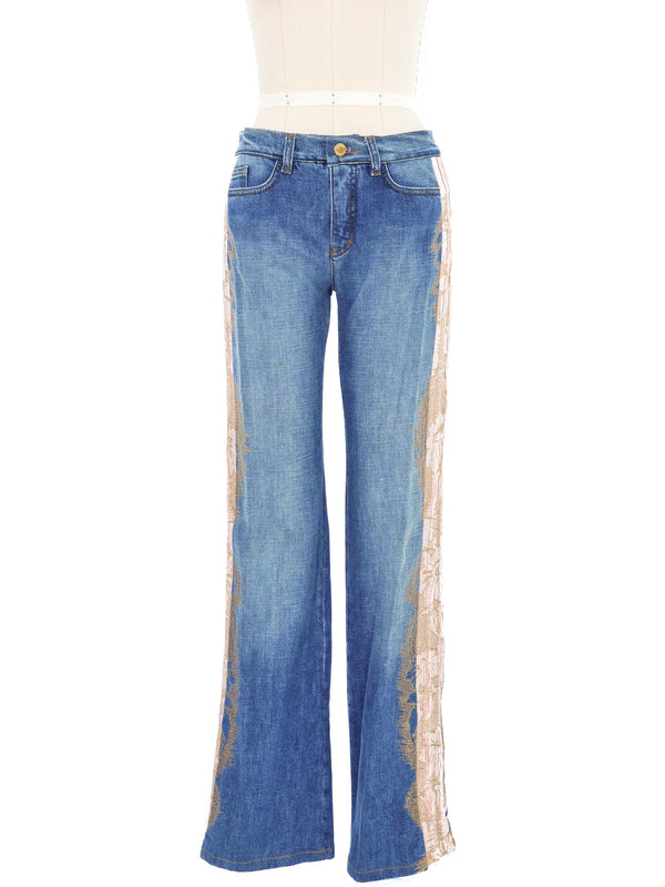 Roberto Cavalli Embroidered Jeans Bottom arcadeshops.com