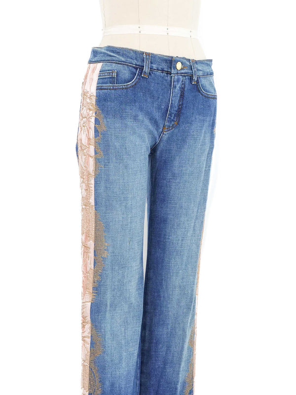 Roberto Cavalli Embroidered Jeans Bottom arcadeshops.com