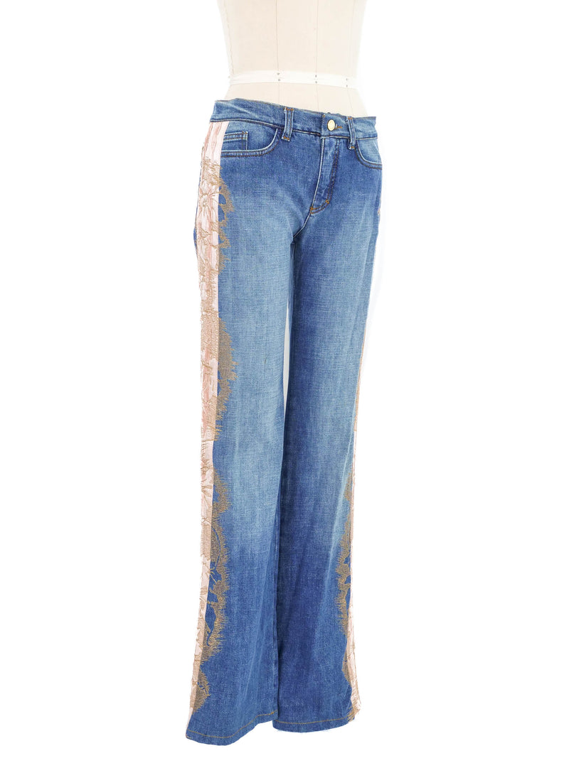 Roberto Cavalli Embroidered Jeans Bottom arcadeshops.com