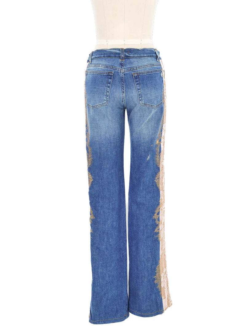 Roberto Cavalli Embroidered Jeans Bottom arcadeshops.com