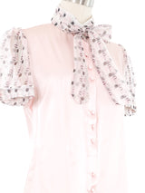 Edeltrud Hofmann Pink Satin Short Sleeve Blouse Top arcadeshops.com
