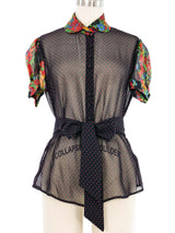 Edeltrud Hofmann Polka Dot Chiffon Blouse Top arcadeshops.com