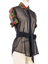 Edeltrud Hofmann Polka Dot Chiffon Blouse Top arcadeshops.com