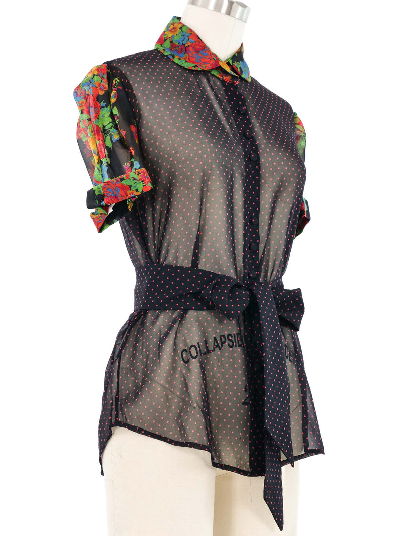 Edeltrud Hofmann Polka Dot Chiffon Blouse Top arcadeshops.com