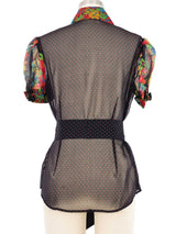 Edeltrud Hofmann Polka Dot Chiffon Blouse Top arcadeshops.com