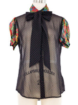 Edeltrud Hofmann Polka Dot Chiffon Blouse Top arcadeshops.com