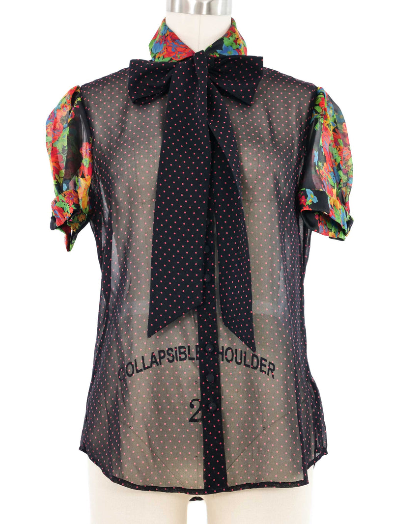 Edeltrud Hofmann Polka Dot Chiffon Blouse Top arcadeshops.com