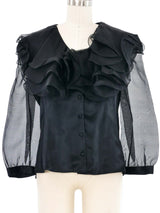 Edeltrud Hofmann Black Ruffle Organza Blouse Top arcadeshops.com
