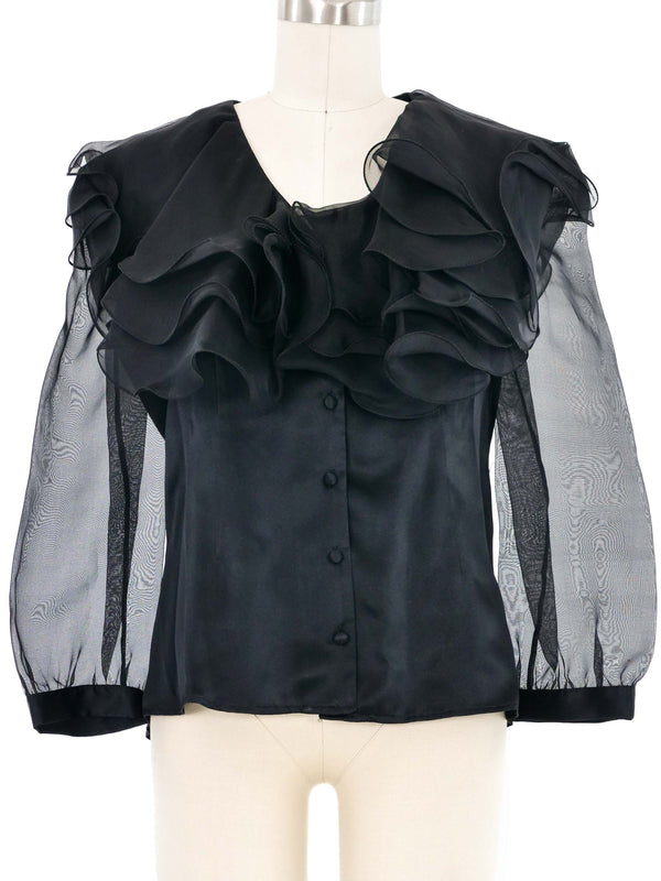 Edeltrud Hofmann Black Ruffle Organza Blouse Top arcadeshops.com