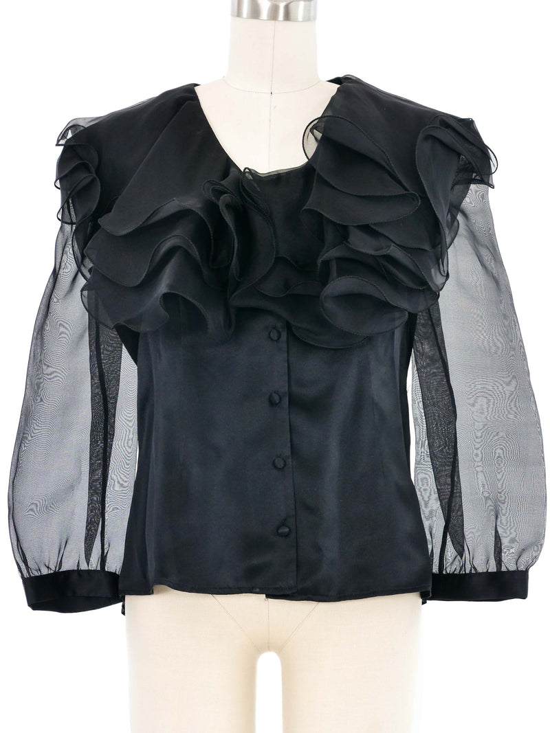 Edeltrud Hofmann Black Ruffle Organza Blouse Top arcadeshops.com
