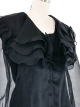 Edeltrud Hofmann Black Ruffle Organza Blouse Top arcadeshops.com