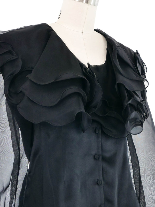 Edeltrud Hofmann Black Ruffle Organza Blouse Top arcadeshops.com