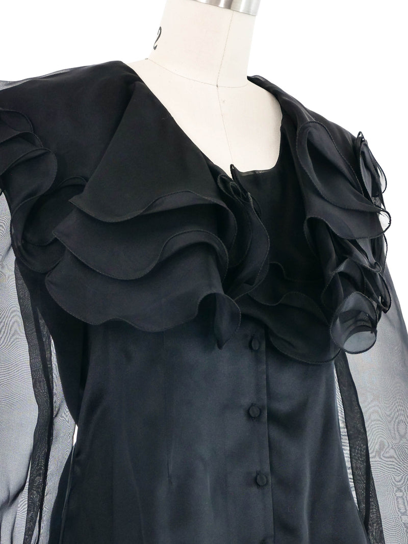 Edeltrud Hofmann Black Ruffle Organza Blouse Top arcadeshops.com
