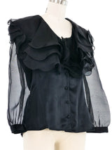 Edeltrud Hofmann Black Ruffle Organza Blouse Top arcadeshops.com