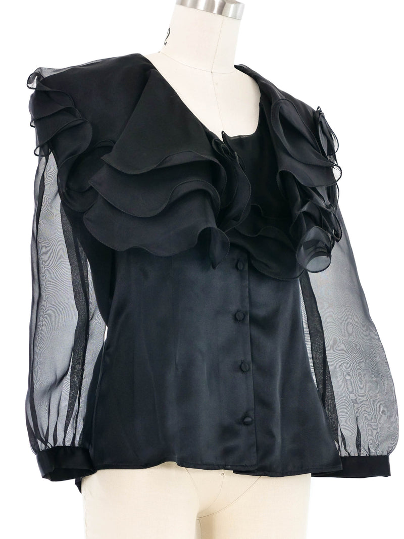 Edeltrud Hofmann Black Ruffle Organza Blouse Top arcadeshops.com