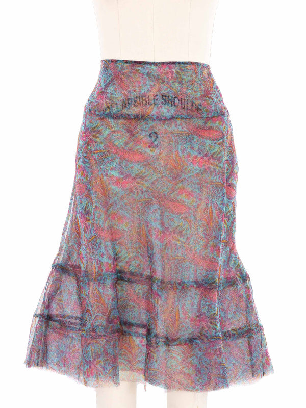 2000 Junya Watanabe Comme des Garcons Paisley Organza Skirt Bottom arcadeshops.com