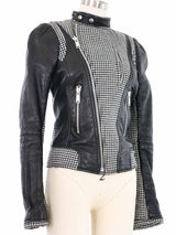 2008 Balenciaga Houndstooth Trim Leather Jacket Jacket arcadeshops.com