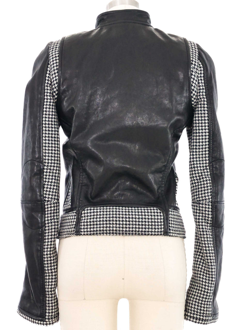 2008 Balenciaga Houndstooth Trim Leather Jacket Jacket arcadeshops.com