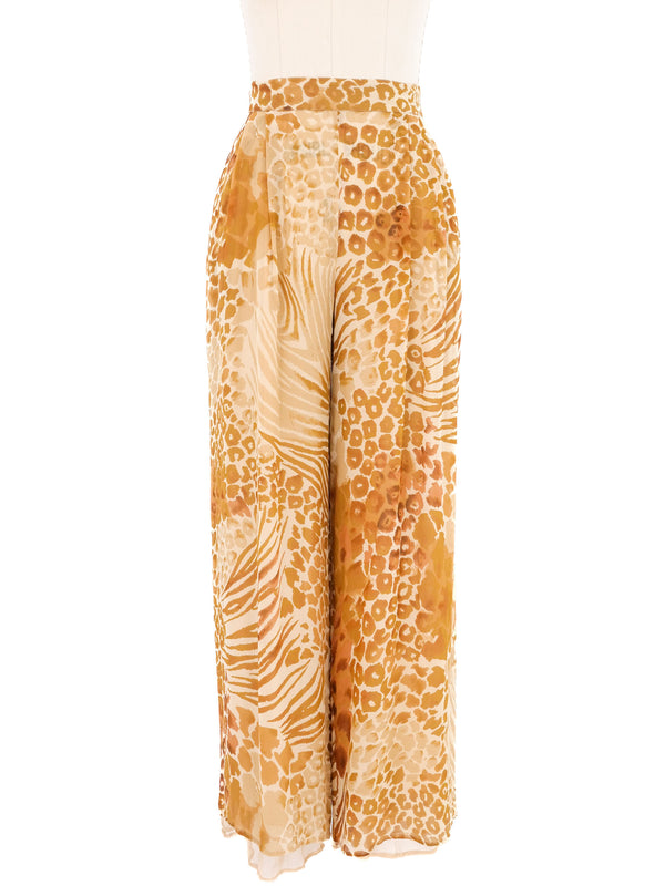 Genny Chiffon Animal Print Trousers Bottom arcadeshops.com
