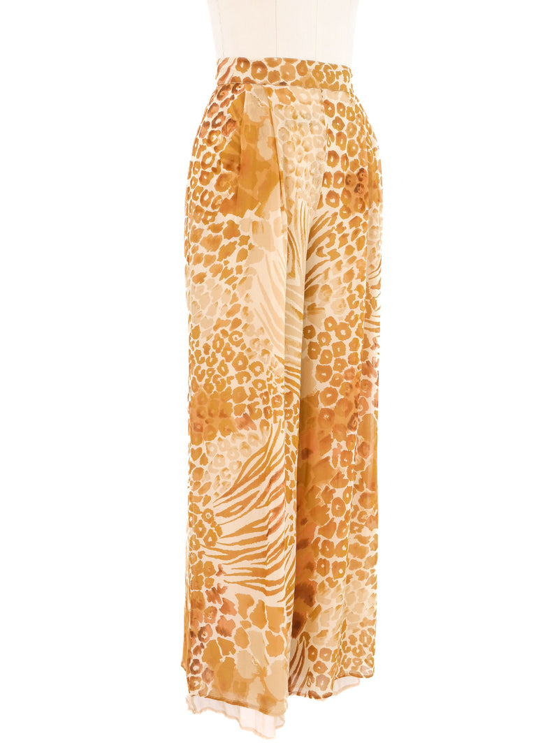 Genny Chiffon Animal Print Trousers Bottom arcadeshops.com
