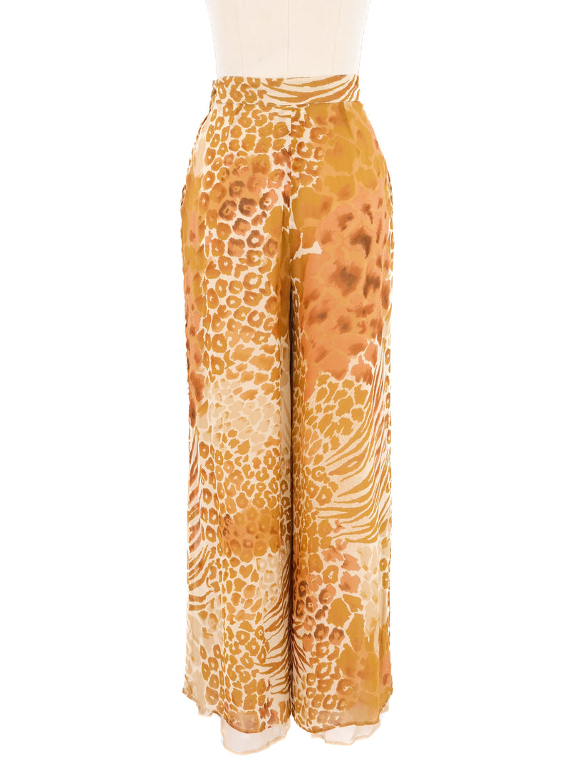 Genny Chiffon Animal Print Trousers Bottom arcadeshops.com