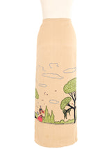 Illustrated Silk Scarf Wrap Skirt Bottom arcadeshops.com