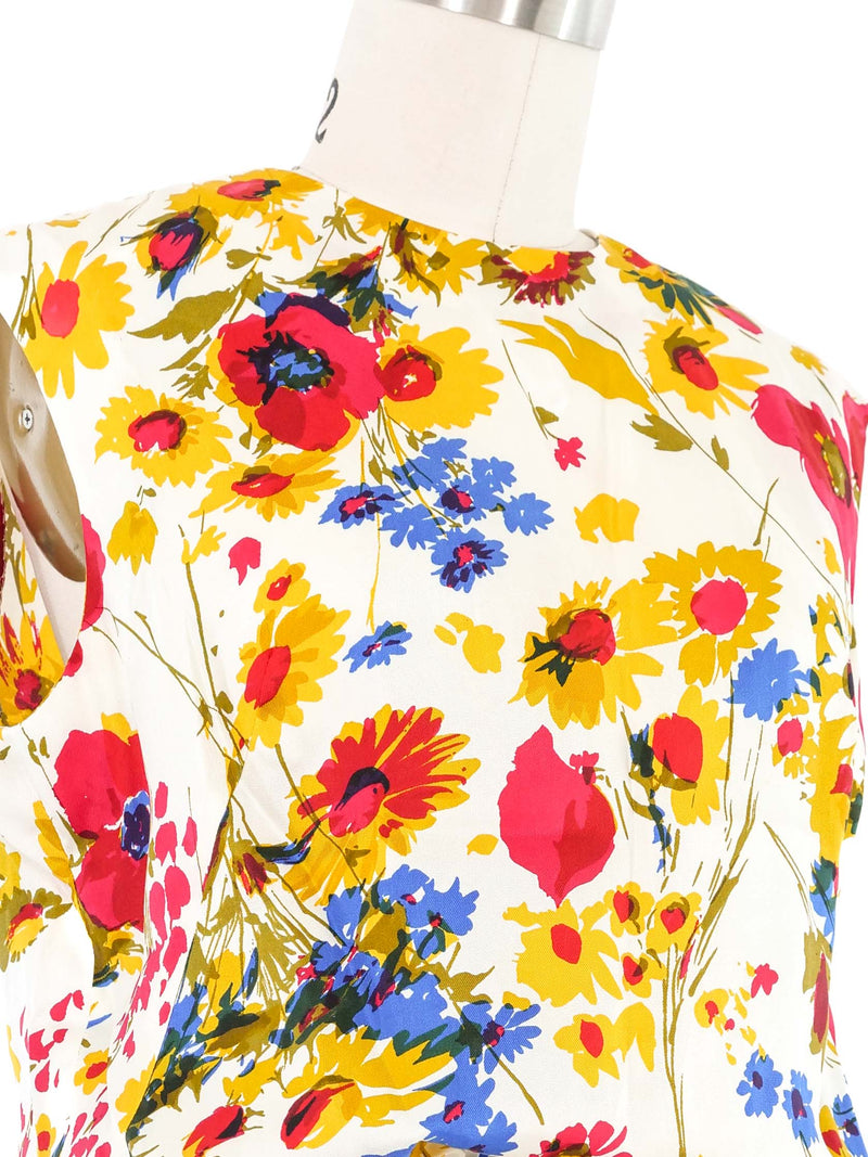 Floral Satin Cinched Waist Top Top arcadeshops.com