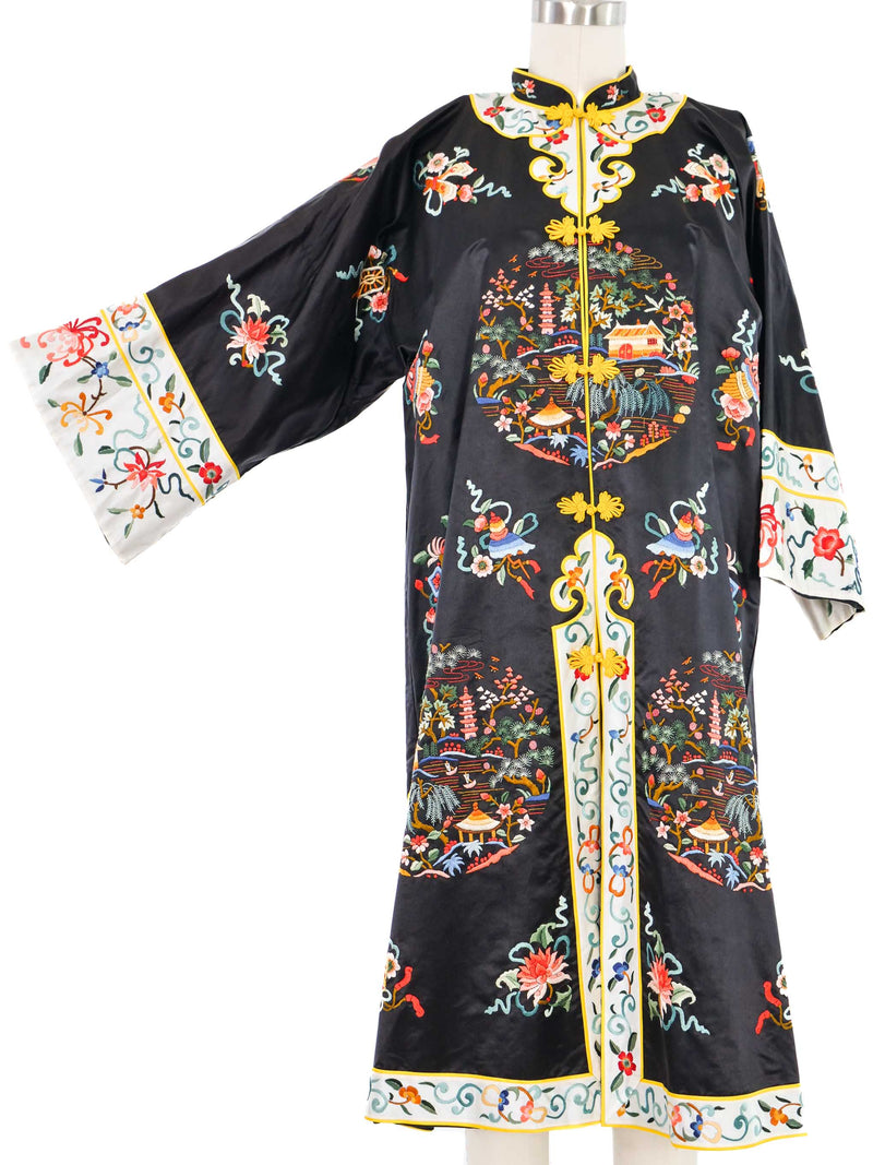 Black Embroidered Satin Chinese Jacket Jacket arcadeshops.com