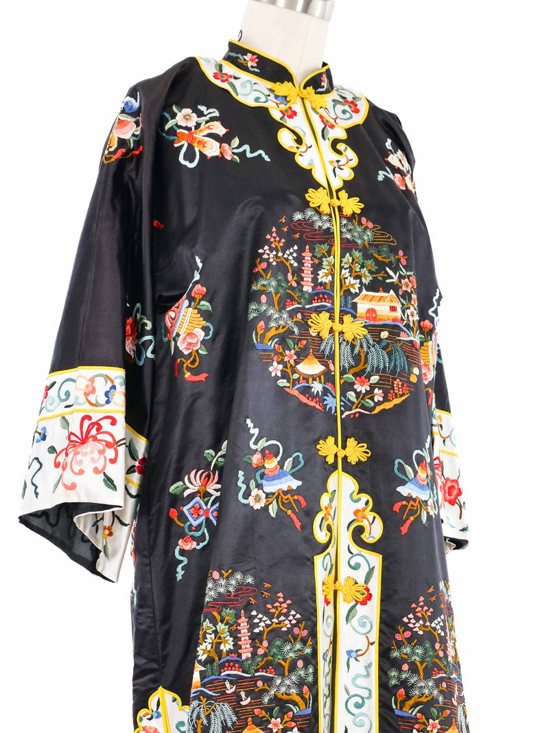 Black Embroidered Satin Chinese Jacket Jacket arcadeshops.com