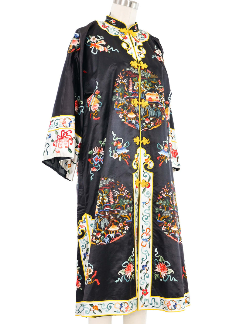 Black Embroidered Satin Chinese Jacket Jacket arcadeshops.com