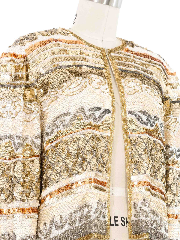 Oleg Cassini Sequin Embellished Crop Jacket Jacket arcadeshops.com