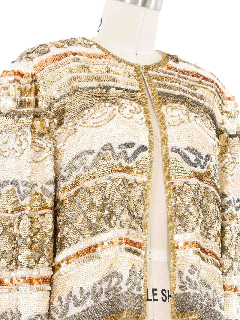 Oleg Cassini Sequin Embellished Crop Jacket Jacket arcadeshops.com